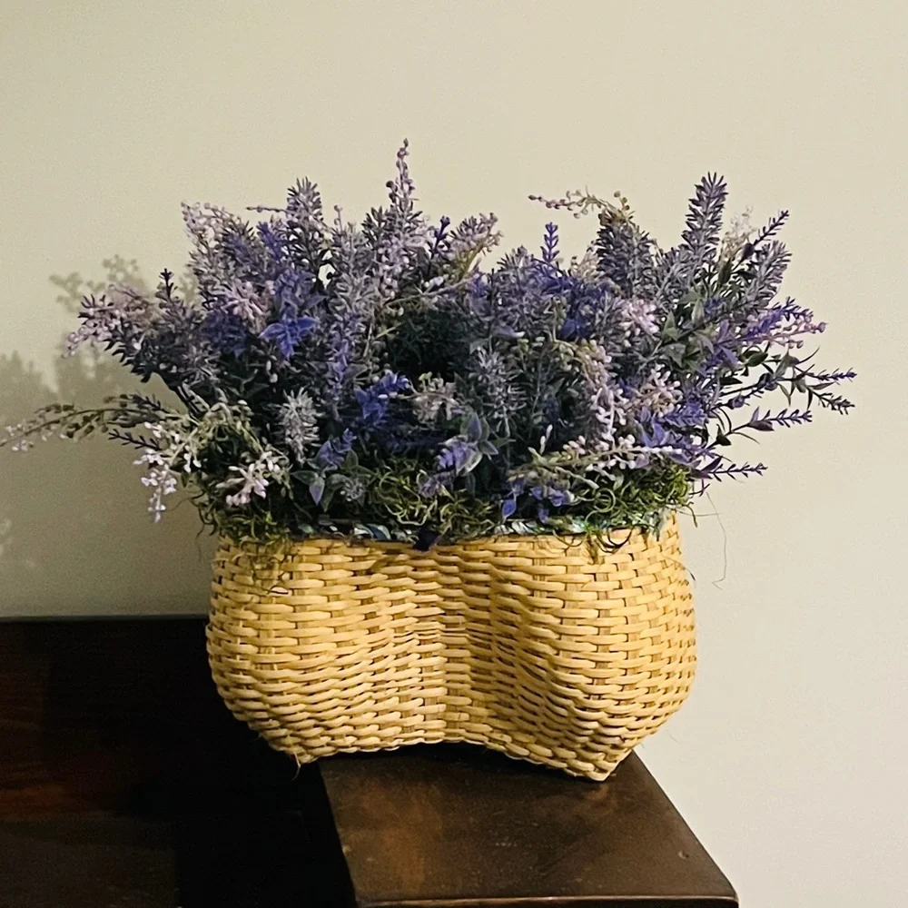 Faux Lavender Floral Basket Arrangement